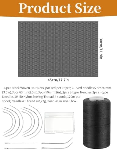 36Pcs Hair Net for Sew in Weave Kit 16 Black Weaving Nets for Sew in - Image 2