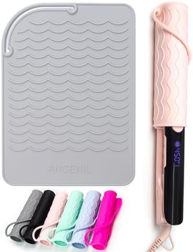 ANGENIL Silicone Heat Mat for Hair Tools - Flat Iron and Curling Iron Mat Heat Resistant for Counter, Heat-Resistant Flat Iron Travel Essentials Case, Vanity Organizer, Grey, Normal Size 9" x 6.5" by ANGENIL