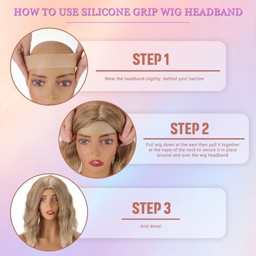 WILLBOND 2 Pcs Silicone Wig Grip Band, Dark Brown,Black, M - Image 5