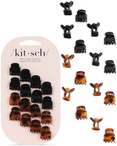 Kitsch Mini Hair Clips for Women - Tortoise & Black, 16 Pcs by Kitsch