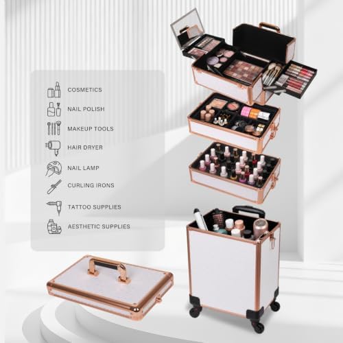 Makeup Train Case Makeup Case (5, White) - Image 5