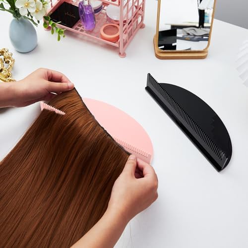 Nuogo 2 Pieces Hair Extension Holder, Acrylic Braiding Rack, Black, Pink - Image 5