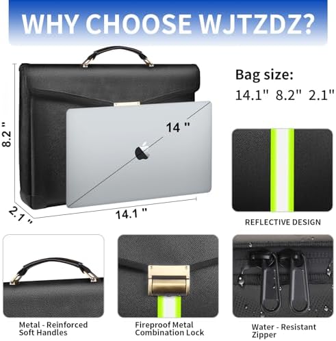 6500°F Fireproof Document Bag with Lock,Upgraded Fireproof/Waterproof Money Bag with Zipper/Reflective Strip,Storage Pouch for A4 Letter Size Document,Cash,Cell Phone,Passport - Image 6
