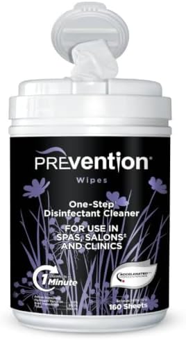 Prevention All Purpose Disinfectant Wipes – Canister of Cleaning Wipes for Salons, Spas, Wellness Centers and Yoga Studios – Hospital Grade Surface Sanitizing – 160 Count by Prevention