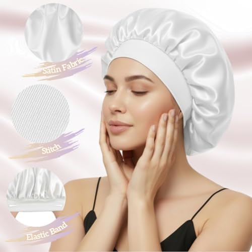 Satin Bonnet for Women Curly Hair, Large Silk Bonnet Sleeping Cap for Men - Image 3