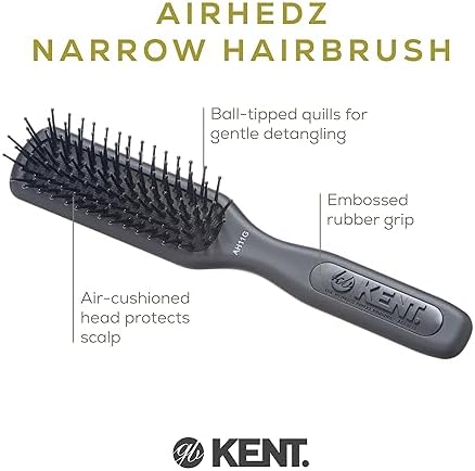 Kent AH11G Airhedz Pro Narrow Pin Hair Brush, Fine Pin Detangler Brush Ideal for Taming and Straightening Non-Scratch for Pain-Free Detangling - Image 4