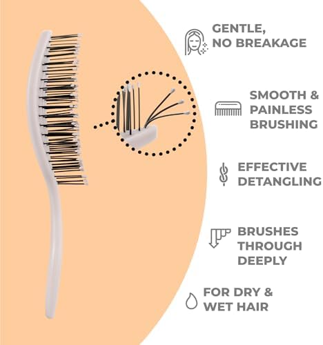 Ninabella Mini Detangler Brush - Small No Tangle Hair Brush for Purse and Travel - Hairbrush for Fine, Thick and Long Hair, Wet and Dry - Beige - Image 2