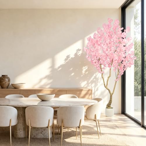 Pink Artificial Cherry Blossom Tree 7FT with Sturdy White Planter - Image 7