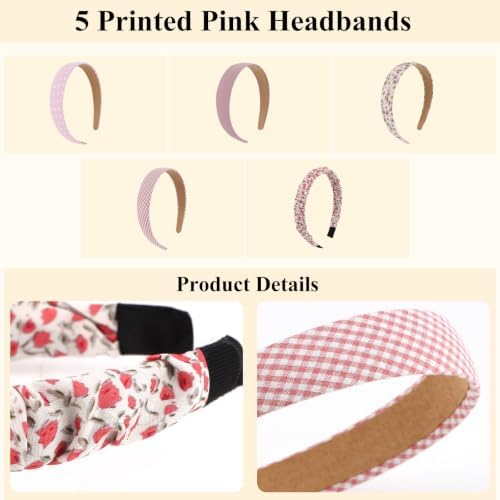 Cute Pink Coquette Floral Headbands Head Bands for Women Girls - Image 6