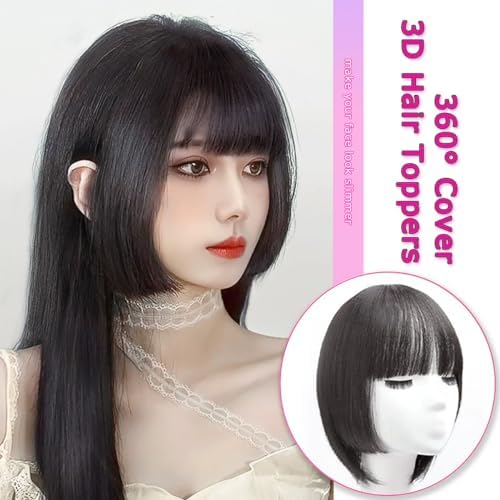VAVANGA 10inch Long Hair Topper with Bangs & Thick Temples - Image 5