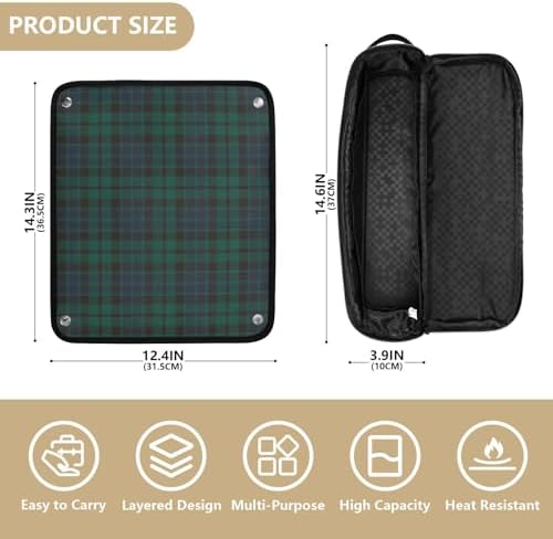Tartan Buffalo Plaid Hair Tools Travel Bag Portable Travel Organizer Pouch with Heat Resistant Mat Carrying Case for Flat Irons Curling Iron Hair Dryer - Image 4