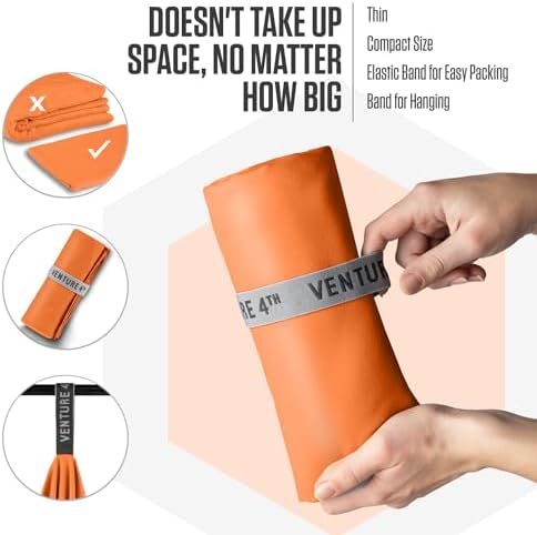 VENTURE 4TH Quick Dry Microfiber Towel for Camping & Gym - Orange Medium - Image 5