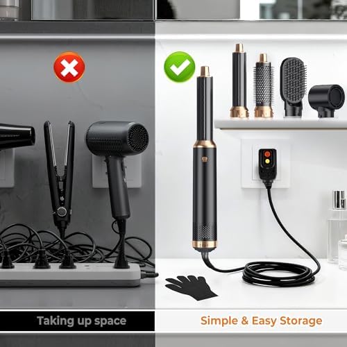 5 in 1 Blow Dryer Brush Set, Hot Air Styler Air Curling Wrap Air Curler Low Heat Hair Care, Round Brush Blow Dryer Hair Styling Tools Gift for Dry,Volumize,Straight,Curl, 110-120V - Image 2