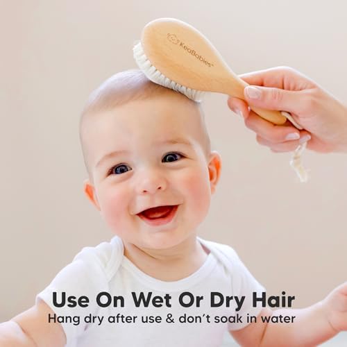 Wooden Baby Hair Brush for Toddler, Infant Cradle Cap (Walnut, Petite) - Image 6
