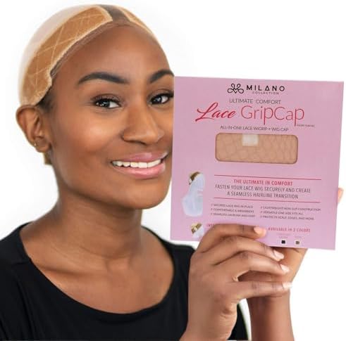 MILANO COLLECTION Lace Wig Grip Cap for Women, Adjustable Wig Caps for Women Non Slip with Headband to Secure Lace Top Perfectly in Place, One Size Fits All, Nude by MILANOCOLLECTION