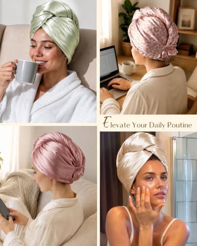 YANIBEST Satin Microfiber Hair Towel Wrap, Fast Drying Turban for Women - Image 6