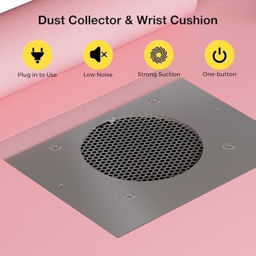 Kikihouse Manicure Table Nail Desk with Dust Collector(Pink) - Image 6
