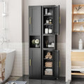 Tall Metal Narrow Bathroom Storage Cabinet 67" H, Tall Black Pantry Cabinets with 4 Adjustable Shelves and 2 Doors for Kitchen, Home Office, Living Room, Dining Room(11.8 inches Wide) by BAOLIWO