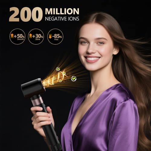 Hair Dryer Hot Air Styler: Auto Wrap Curling Wand 1 1/4 Inch Automatic Hair Curler, Ceramic Negative Ionic Blow Dryers Fast Drying Tools Set with Extra Long Barrel for Styling Waves (Black) - Image 3