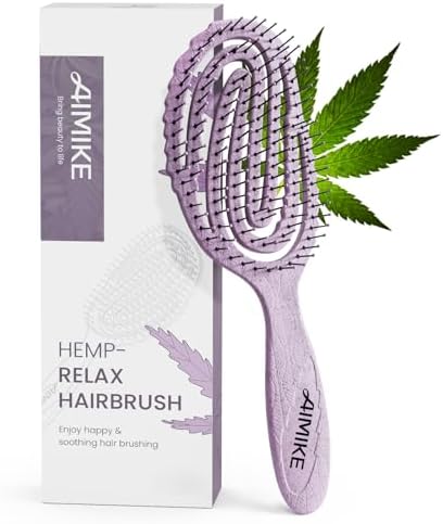 AIMIKE Hemp-Relax Detangling Hair Brush for Wet & Dry Hair, Purple1 by AIMIKE