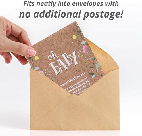 BENTLEY SEED CO. Oh Baby Flower Seeds Packets - Girl/Boy Baby Shower Favors - Pre-Filled, 25 Wildflower Seed Packs for Favor - Eco-Friendly Gift & Babys Guest Giveaways - Non-GMO Seeds - Brown - Image 3