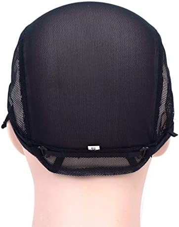 Black Double Lace Wig Caps with Adjustable Straps Swiss Lace Hairnet on the Back for Making Wig (Black S) - Image 4