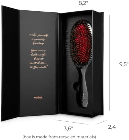 MISEL Professional Boar Bristle Hair Brush for Women and Men | Detangles All Natural Hair Types and Extensions | Reduces Breakage | Great for Wavy and Straight Hair | Salon-Approved | Medium - Image 3