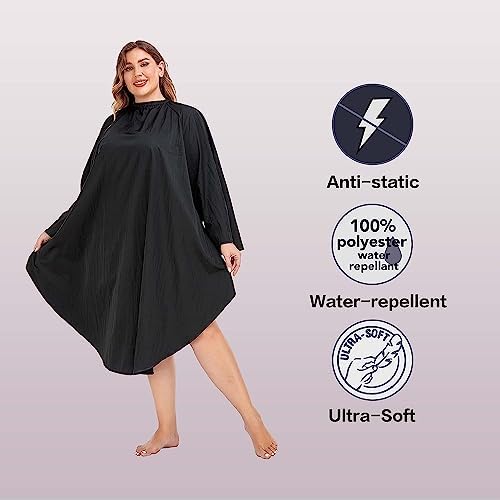 PERFEHAIR Professional Salon Client Hair Cutting Cape Gown, Barber Haircut Cape with Sleeves - Black - Image 3