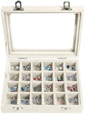 Velvet Jewelry Box 24 Grid Jewelry Earrings Display Organiser Box Ring Tray Holder Earrings Storage Case for Girls Women Wife Mom (Beige) by EONGOA