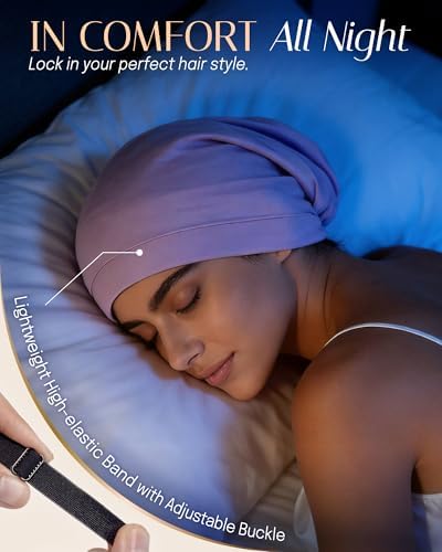 OLESILK 100% Mulberry Silk Bonnet for Sleeping Women, Hair Wrap for Curly Hair Care, Real Silk, Not Satin, Purple - Image 5