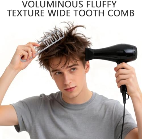 2Pcs Texture Comb, Volumizing Wide Tooth Texture Hair Styling Comb, Fluffy Wide Tooth Curly Hair Comb, Fluffy Curly Hair Comb for Volume Fringe Parting, Anti-Frizz Styling Tool for Men - Image 3