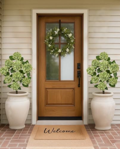 3FT Green Hydrangea Artificial Flowers Tree Large Real Touch Faux Silk Hydrangea Plants Potted Fake Flower in Black Pot for Home Indoor Outdoor Front Porch Garden Entrance Living Room Decor, 2 Pack - Image 4