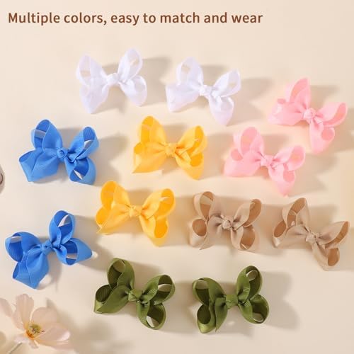 20PCS 3'' Hair Bows for Girls Toddlers, Grosgrain Ribbon Hair Bows with Alligator Clips, Toddler Hair Accessories for Toddlers Baby Girls Kids Teens (10 Colors in Pairs) - Image 6