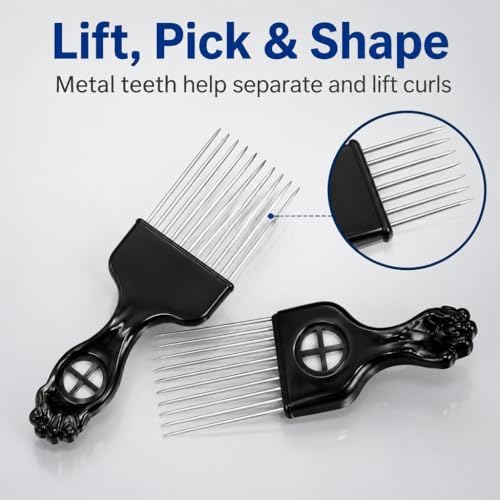 6PCS Afro Twist Hair Styling Kit for Men & Women, Curl Sponge Set with Metal Pick, Afro Comb, Glove & Grid Tool, Defining Tools for Natural Curly, Coily & Textured Hair - Image 5