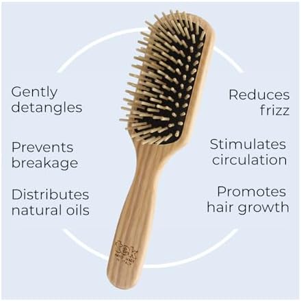 TEK | Rectangular Wooden Hair Brush Medium with Short Rounded Teeth in Natural Ash Wood, Ideal for Detangling, Styling and Daily Care of Short and Medium-Lenght Hair | 22x5.5cm | Handmade in Italy - Image 3