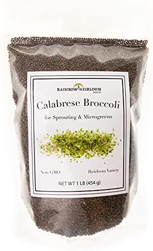 Broccoli Seeds for Sprouting & Microgreens | Calabrese Variety | Non GMO & Heirloom Seeds | Bulk 1 LB Resealable Bag | Rainbow Heirloom Seed Co. by Rainbow+Heirloom+Seed+Co.