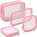 Weewooday 4Pcs Mesh Makeup Bag, Pink, Small, Large, Medium, Classic by Weewooday