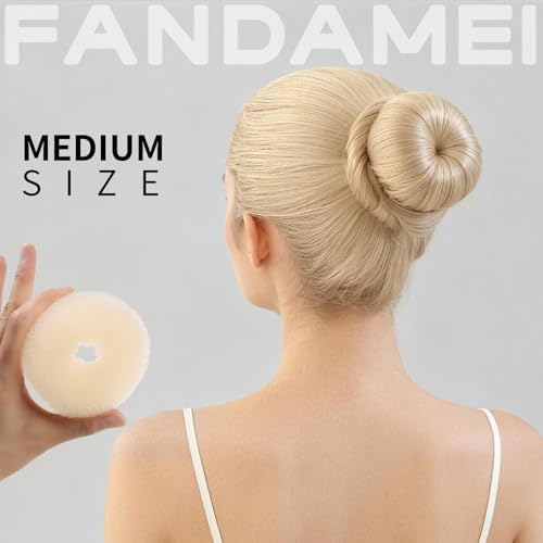FANDAMEI 6 PCS Hair Bun Makers for Kids, 10 Invisible Bun Nets for Ballet Girls, 3PCS Extra Small 3PCS Small Donut Buns for Hair Kids, Bun Makers Hair Nets for Buns with 5 Elastics 20 Pins (Gold) - Image 4