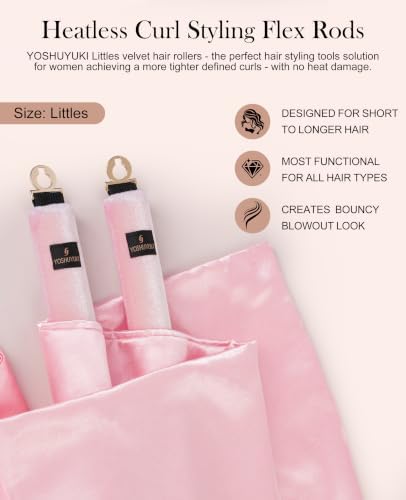 YOSHUYUKI Velvet Heatless Curls Overnight Flexible Curling Rods Heatless Curlers No Heat Damage Foam Hair Rollers for Short Long Hair to Sleep in with Triangular Satin Scarf - Image 3