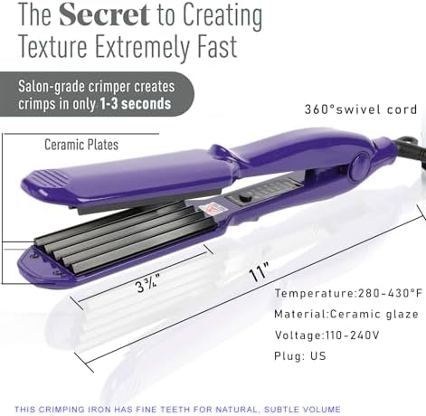 MBHAIR Ceramic Crimper Iron Volumizing Fluffy Hair, Anti Static Adj Temp - Image 2