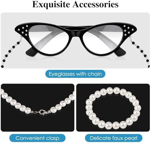 AOTHSO 6 Pieces Old Lady Wig Costume Set Grandma Wig with Cap Cane Pearl Necklace Bracelet for 100 Days of School Halloween - Image 4