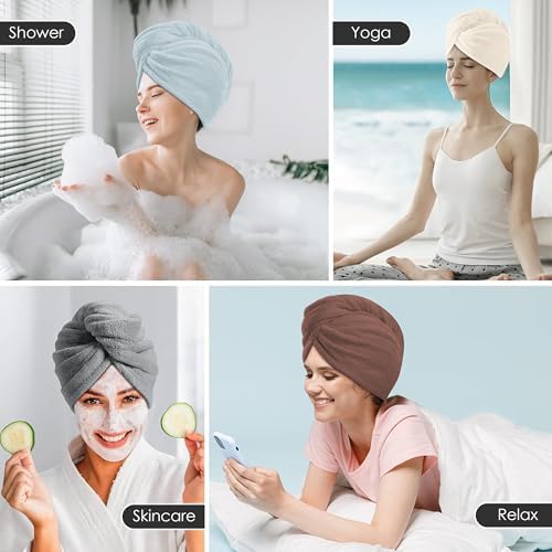 TENSTARS Hair Towel Wrap for All Hair Types, 5 Pack Microfiber Turban - Image 7
