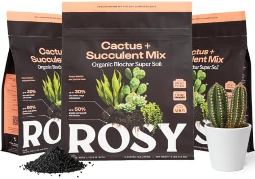 Rosy Soil Cactus & Succulent Potting Mix, 4 Quarts, Pack of 3 by RosySoil