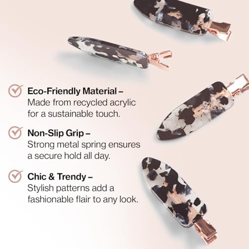 Kitsch Creaseless Hair Clips for Women - Black Terrazzo, 4pcs - Image 3