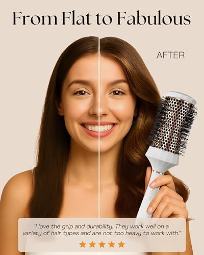 Lily England Round Hair Brush Set, 4 Piece Professional Blow Dry Kit with 3 Round Brushes and Comb for Styling, Beauty Gifts Sets for Women (White) - Image 2