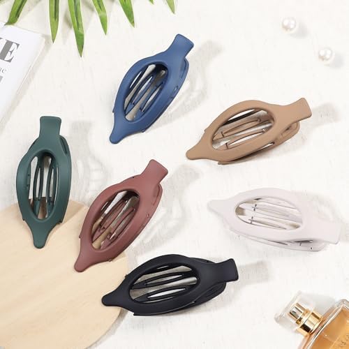 Flat Hair Clips for Women - 6 PCS French Flat Claw Clips Medium Hair Clips for Girls Large Hair Claw Clips for Thick or Thin Hair Strong Hold No Slip Hair Accessories for women (Dark Colorful) - Image 2