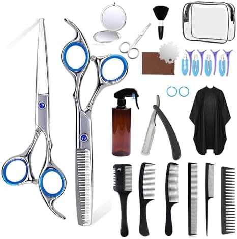 Hair Cutting Scissors Kit,27PCS Professional Stainless-Steel Sharp Barber Professional Hairdressing Shears Set with 6.5 Inch Cutting Scissors,Thinning Shears for Man Woman Adults Kids Home Salon by Sievic