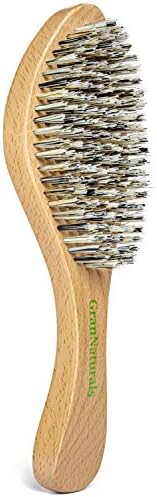 GranNaturals Extra Hard Wave Brush - Curved Boar & Extra Hard Nylon Bristle Hair Brush for 360 Waves by GranNaturals