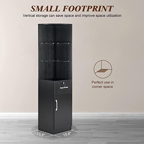 BarberPub Corner Storage Cabinet with Shelves, Beauty Storage 3200 (Black) - Image 6