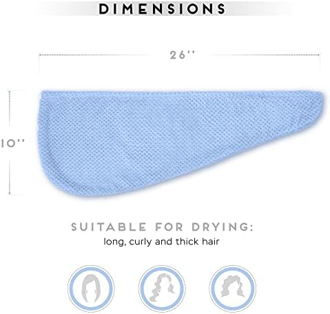 SimpleField 2 Pack Microfiber Hair Towel Wrap for Women, Anti Frizz Quick Drying Hair Turban for All Hair Style, Absorbent and Lightweight (Blue+Pink) - Image 5